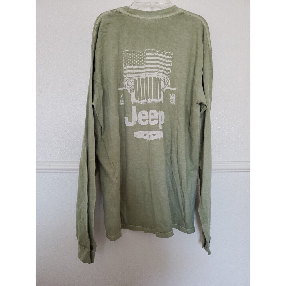 Crazy Shirts Hemp Dyed Jeep Shirt Long Sleeves Mens Sz L Green Front Back Print - Picture 13 of 16